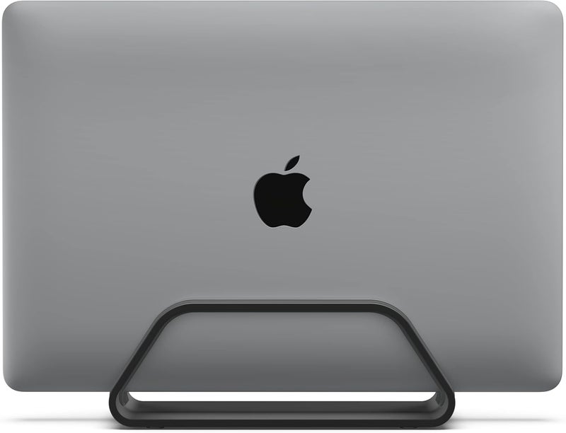 HumanCentric Vertical Laptop Stand Compatible with MacBook Pro and MacBook Air, Holder for Personal Computer Desk Stand, Aluminium, Exchangeable Inserts to Fit Different Device Models, Black - Image 1